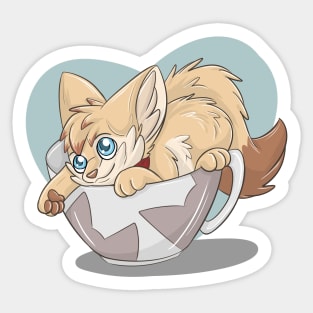 Fennec Fox in a Tea Cup Sticker